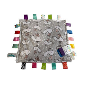 Taggies Bunny Rabbit Gray Pink Tags Polka Dots Lovey Security Baby Blanket NEW